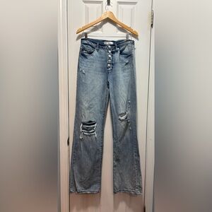 KanCan Women's Button Fly Distressed High Rise Flare Jeans Size 7/27‎